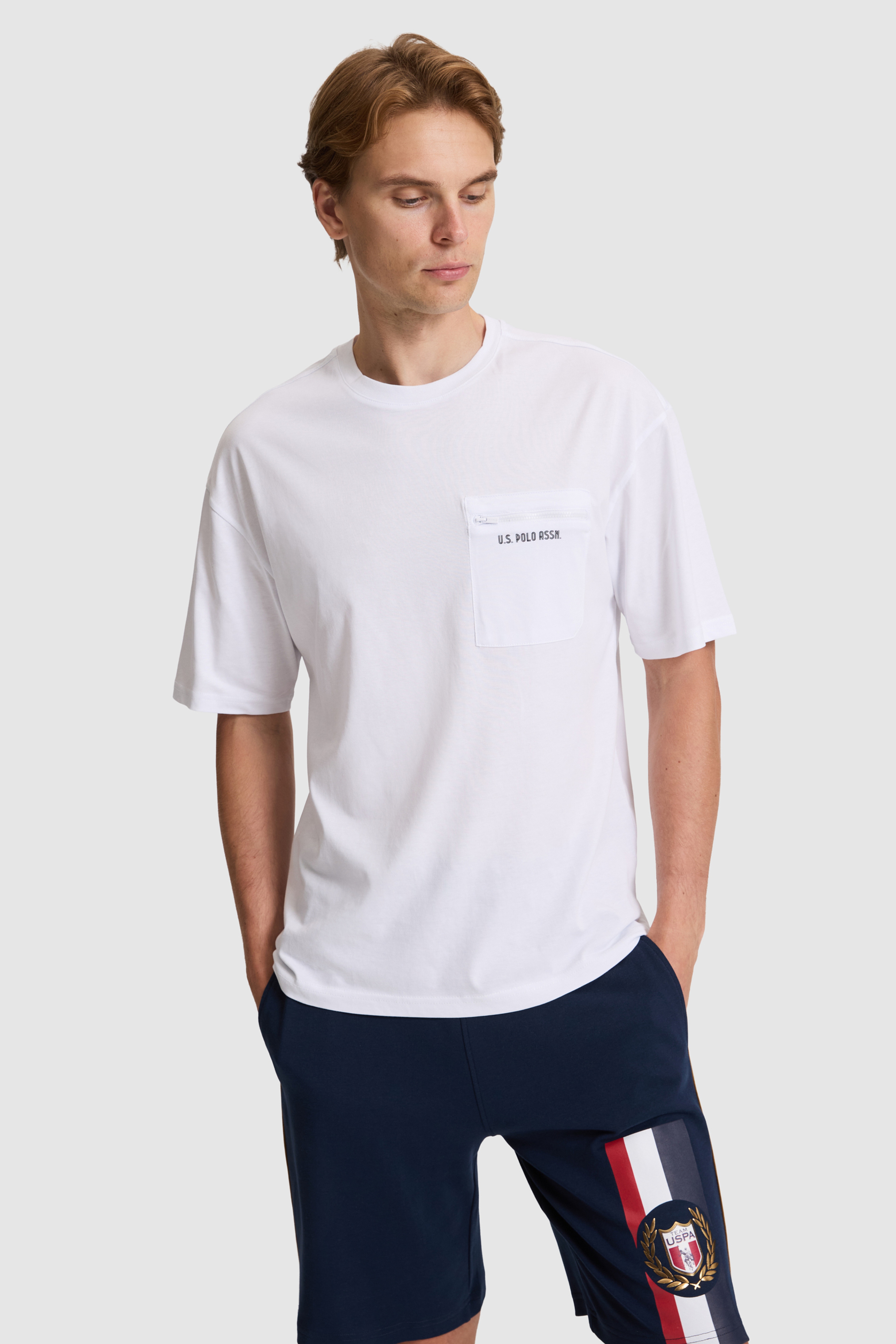 Erkek Beyaz Comfort Fit Bisiklet Yaka Tişört