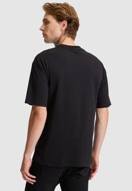 Erkek Siyah Comfort Fit Bisiklet Yaka Tişört - 50326949023