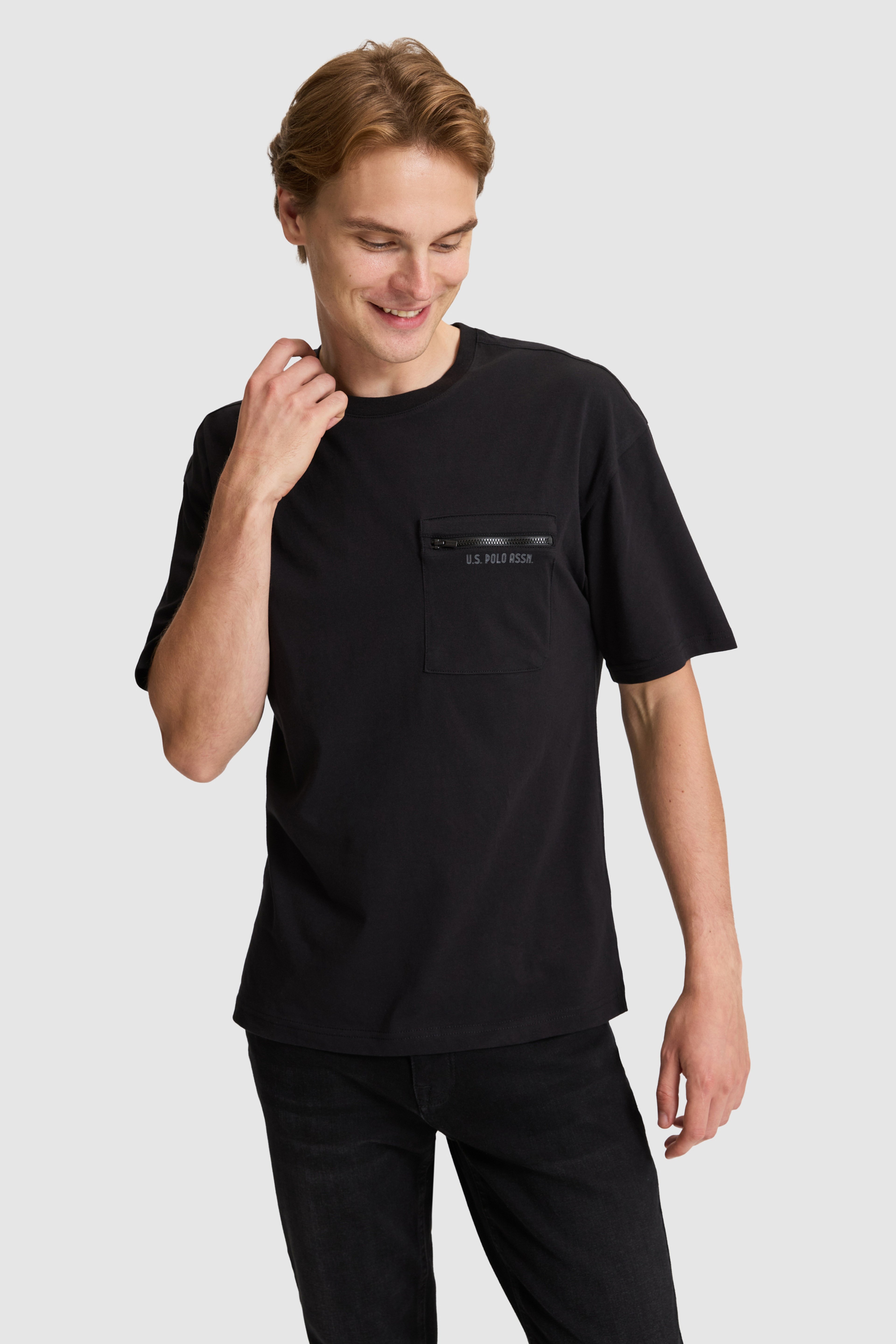 Erkek Siyah Comfort Fit Bisiklet Yaka Tişört - Image 3