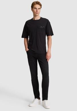 Erkek Siyah Comfort Fit Bisiklet Yaka Tişört - 50326949023