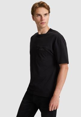 Erkek Siyah Comfort Fit Bisiklet Yaka Tişört - 50326949023