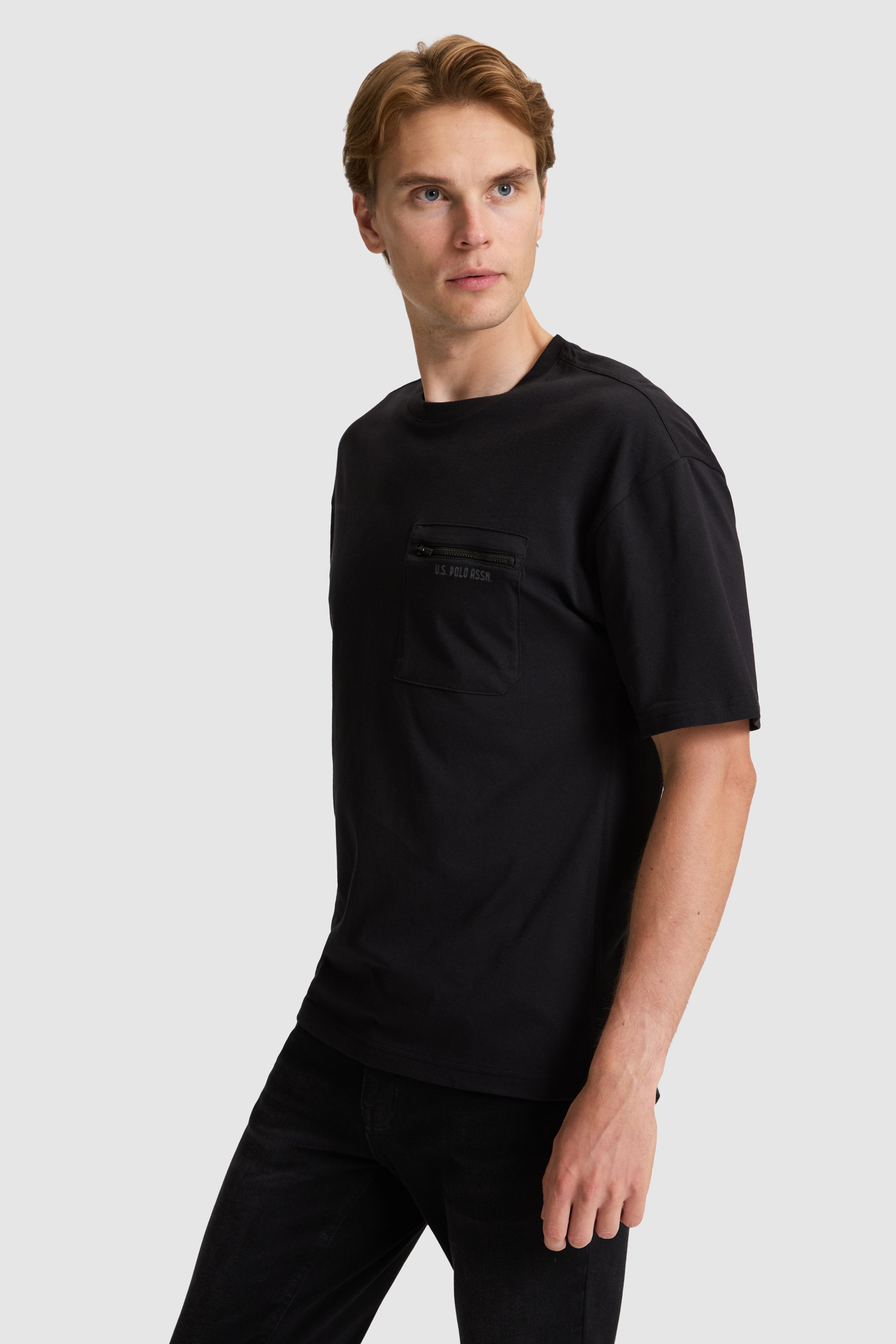 Erkek Siyah Comfort Fit Bisiklet Yaka Tişört - Image 1