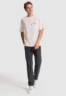 Erkek Krem Comfort Fit Bisiklet Yaka Tişört - 50327021034