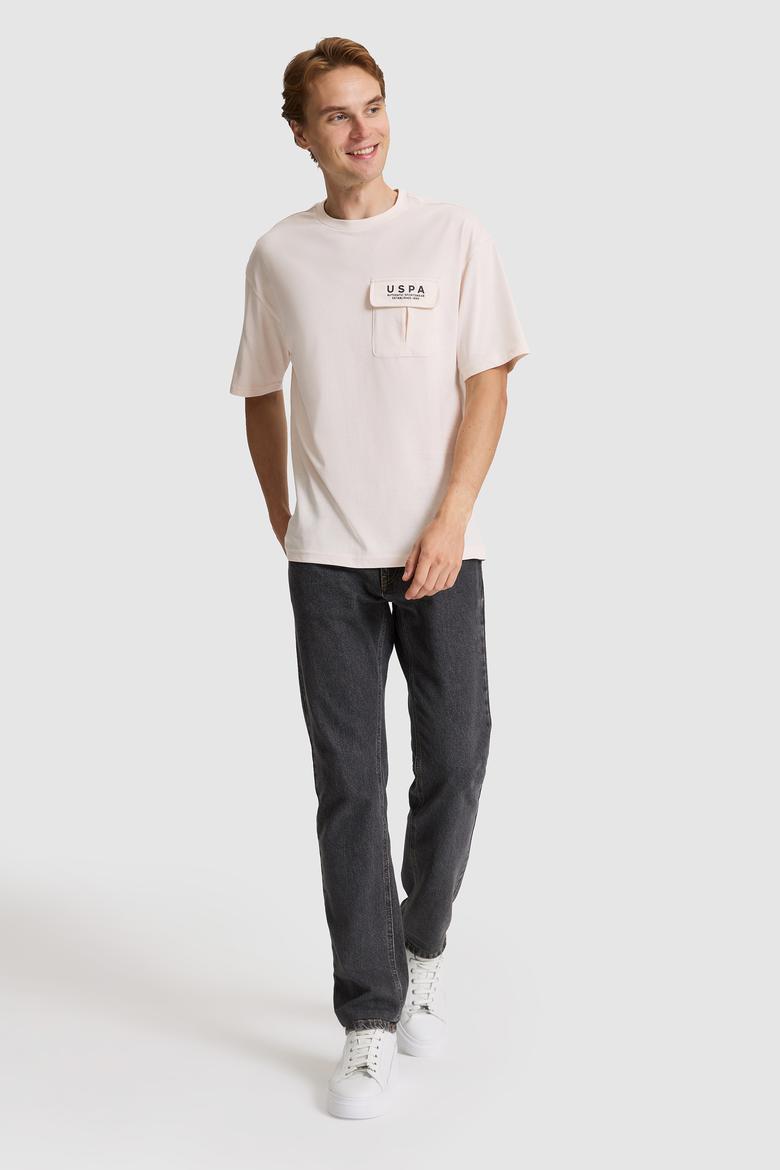 Erkek Krem Comfort Fit Bisiklet Yaka Tişört - 50327021034