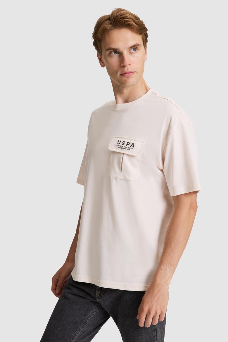 Erkek Krem Comfort Fit Bisiklet Yaka Tişört - 50327021034