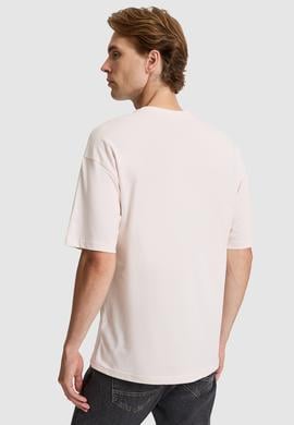 Erkek Krem Comfort Fit Bisiklet Yaka Tişört - 50327021034