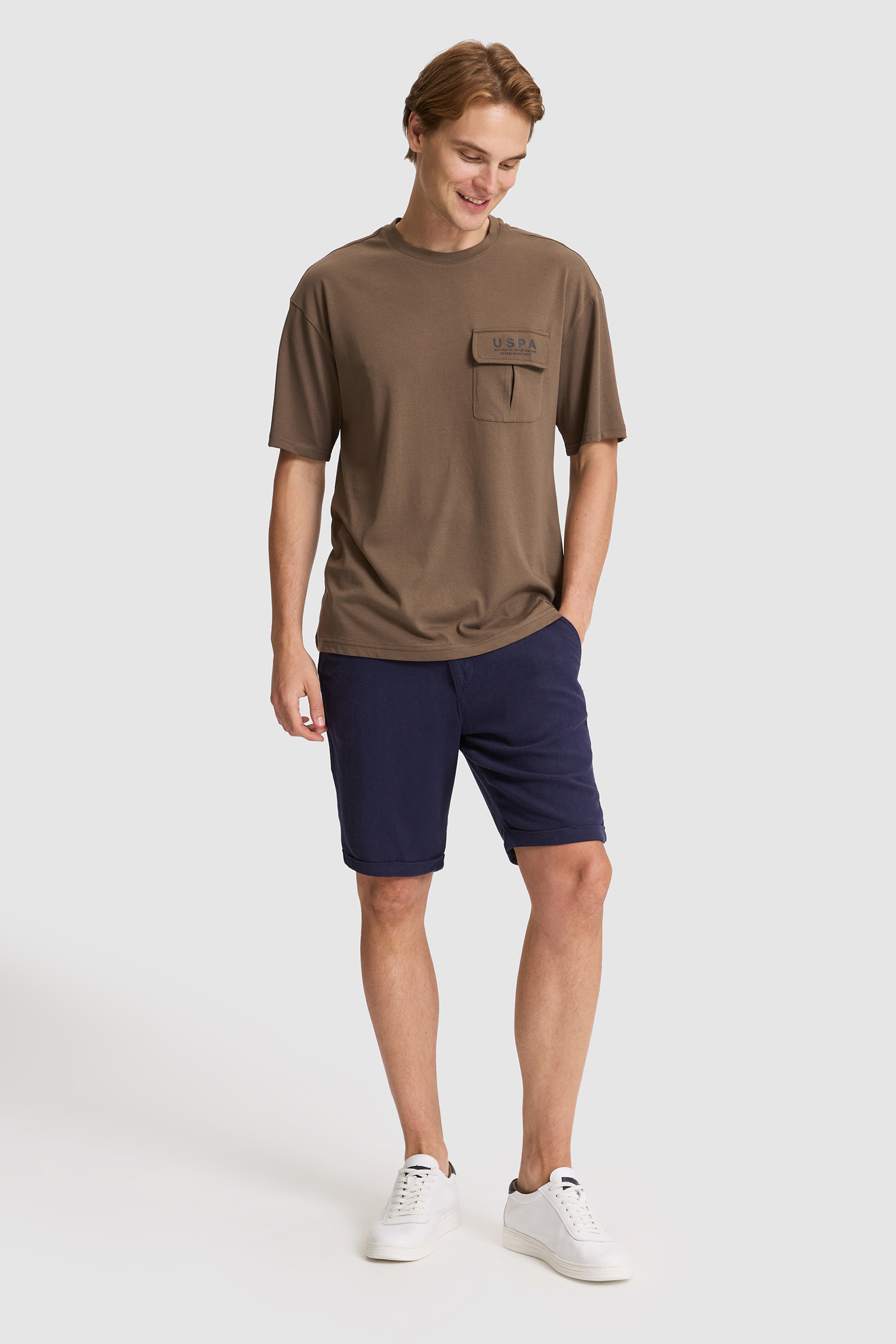 Erkek Kahverengi Comfort Fit Bisiklet Yaka Tişört - Image 4