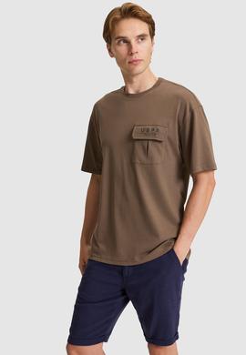 Erkek Kahverengi Comfort Fit Bisiklet Yaka Tişört - 50327021010