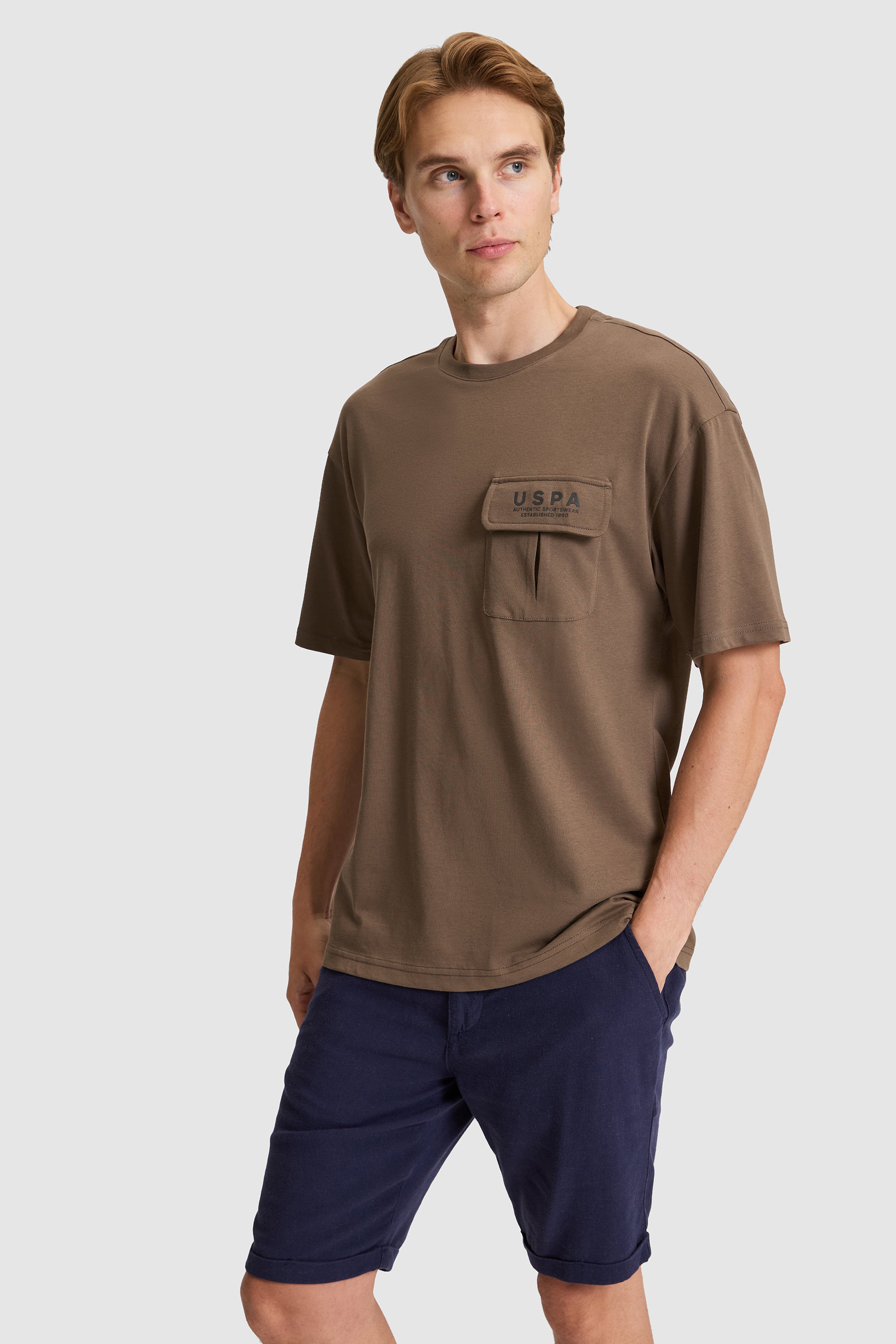 Erkek Kahverengi Comfort Fit Bisiklet Yaka Tişört - Image 3