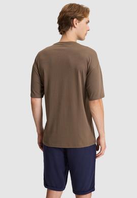 Erkek Kahverengi Comfort Fit Bisiklet Yaka Tişört - 50327021010