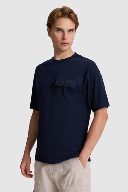 Erkek Lacivert Comfort Fit Bisiklet Yaka Tişört