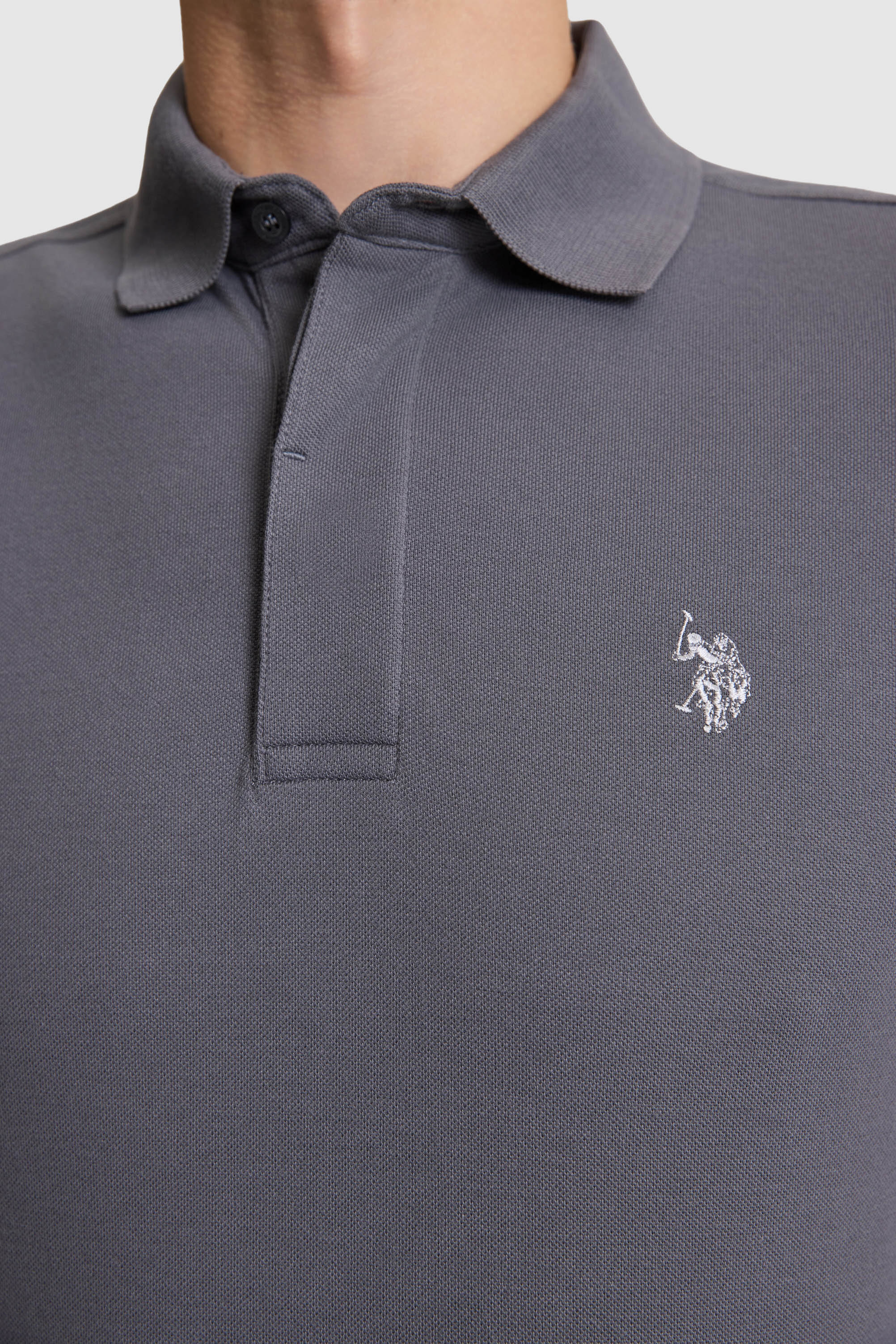 Erkek Antrasit Slim Fit Polo Yaka Basic Tişört - Image 6