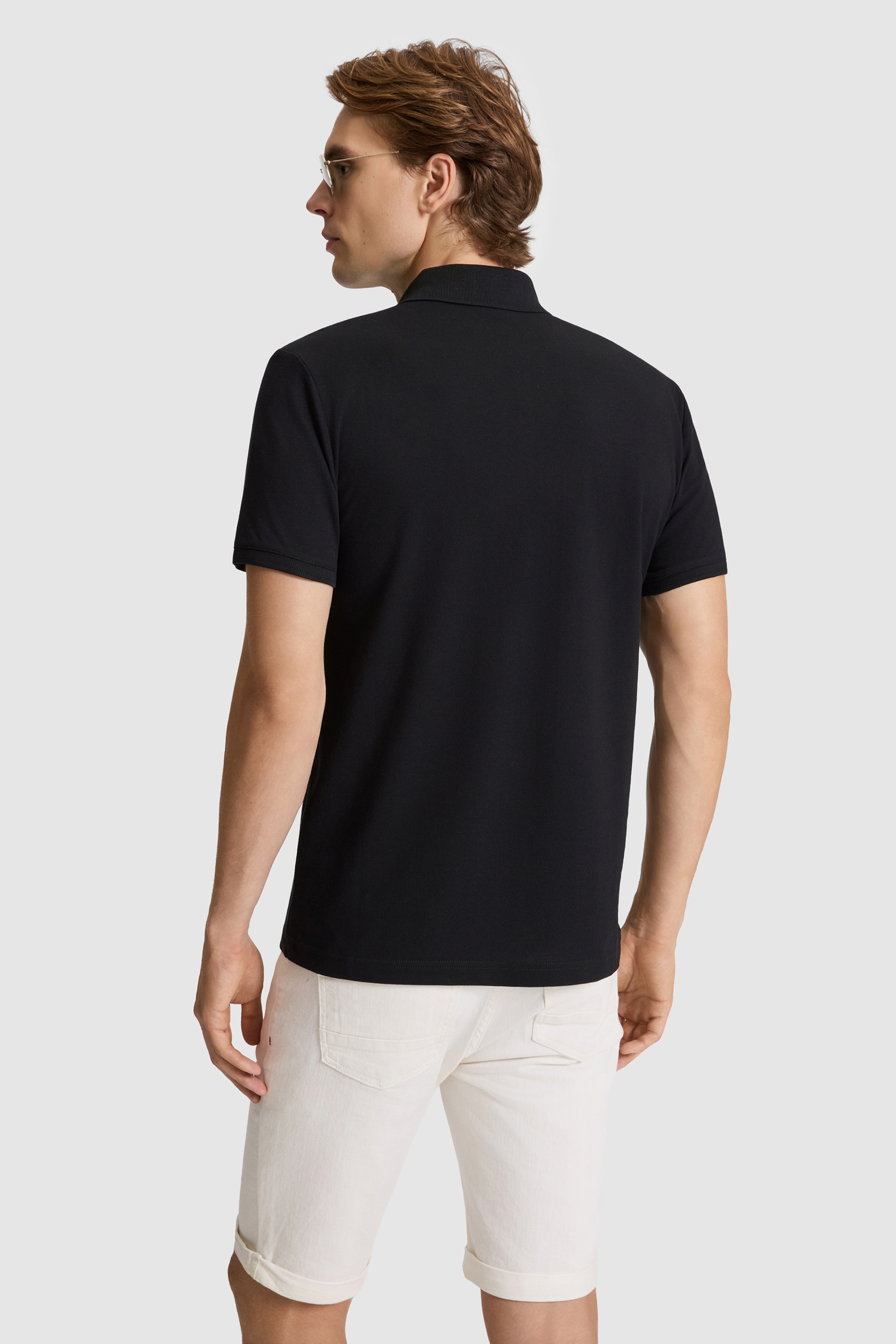 Erkek Siyah Slim Fit Polo Yaka Basic Tişört - Image 5