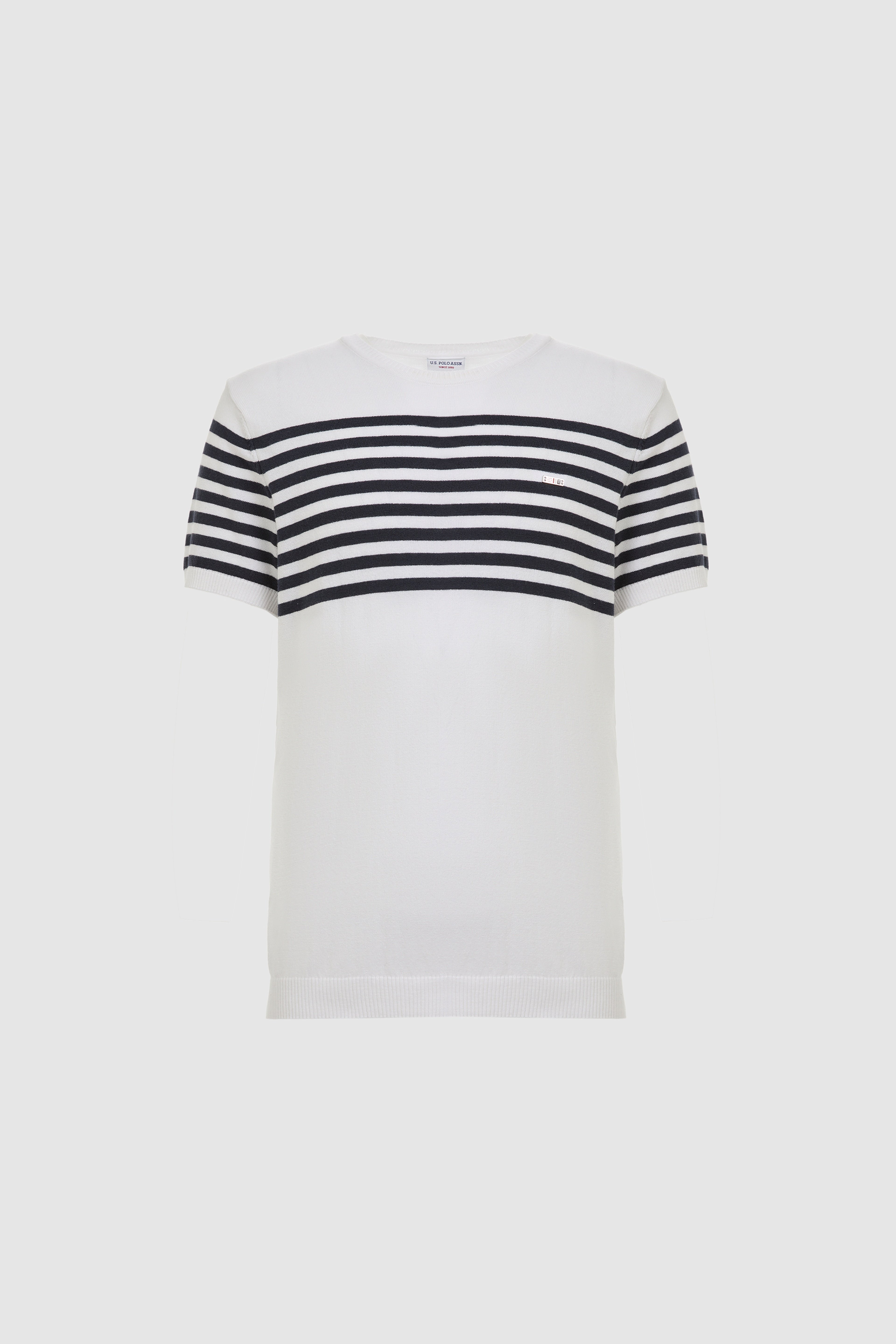 Erkek Slim Fit Bisiklet Yaka Beyaz Triko Tişört - Image 7