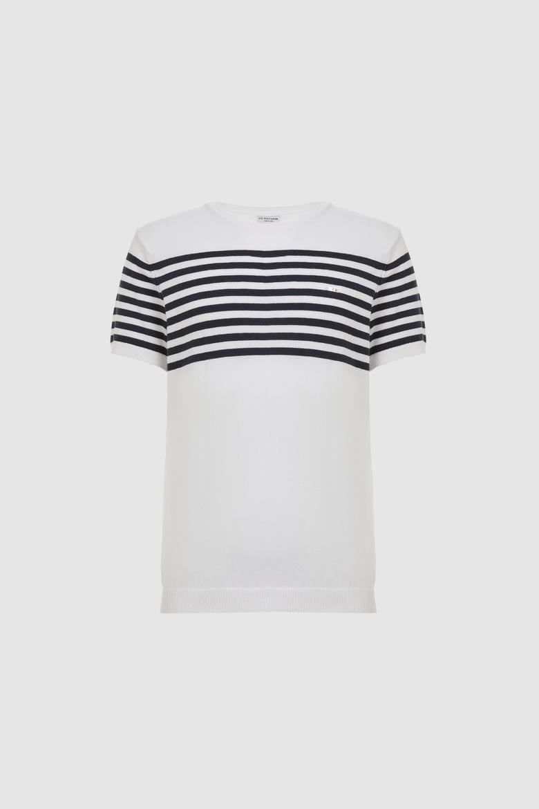 Erkek Slim Fit Bisiklet Yaka Beyaz Triko Tişört - 50325115003