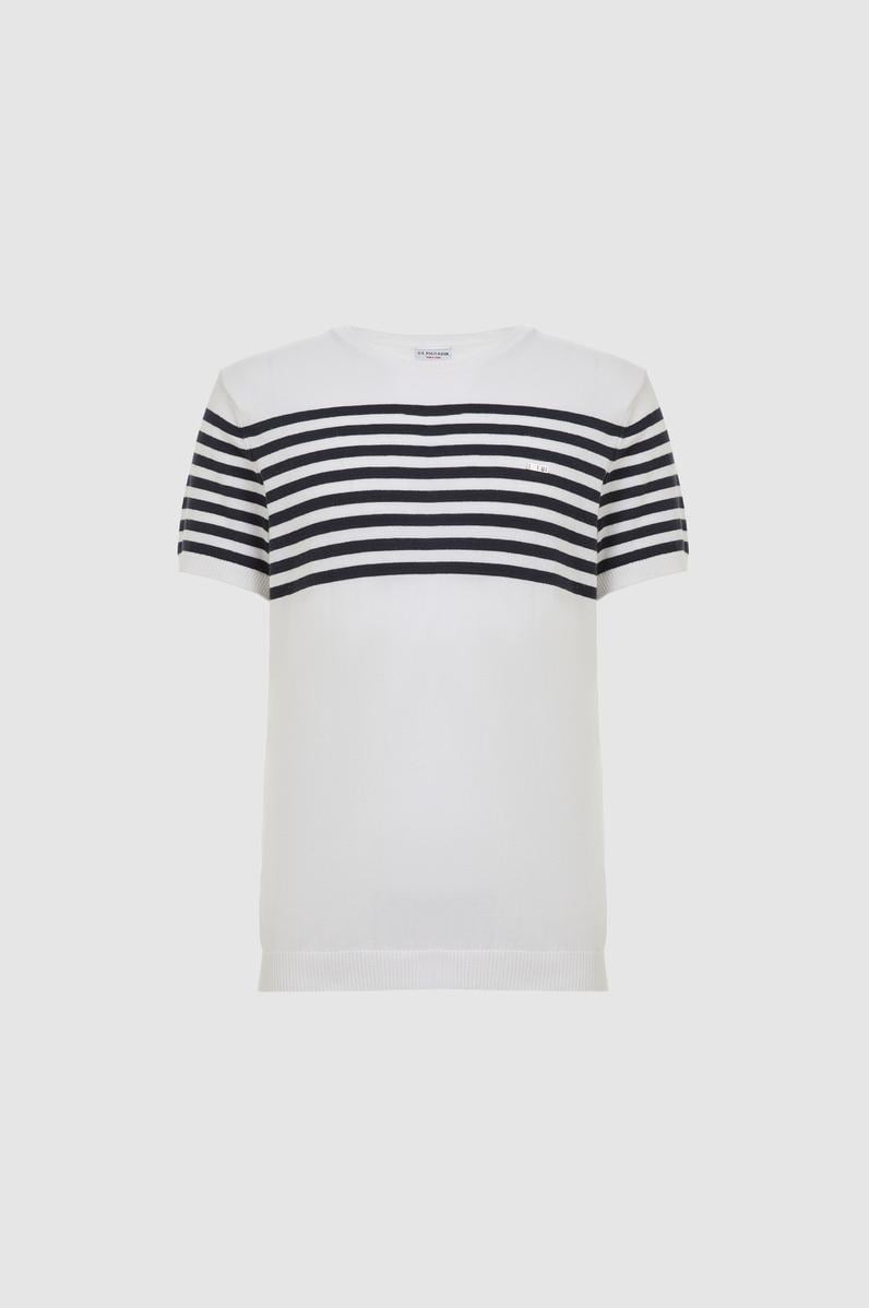 Erkek Slim Fit Bisiklet Yaka Beyaz Triko Tişört