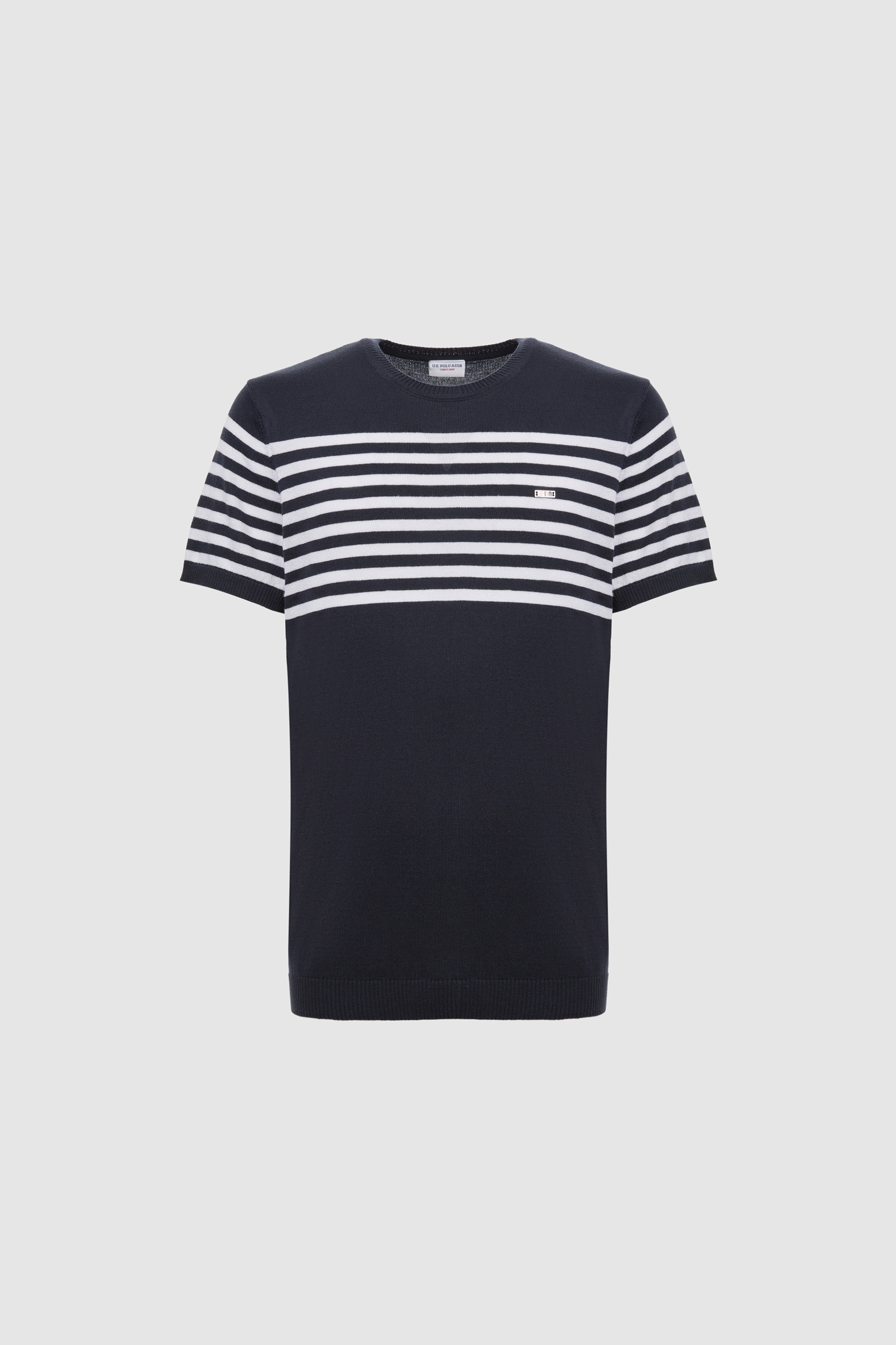 Erkek Slim Fit Bisiklet Yaka Lacivert Triko Tişört - Image 7