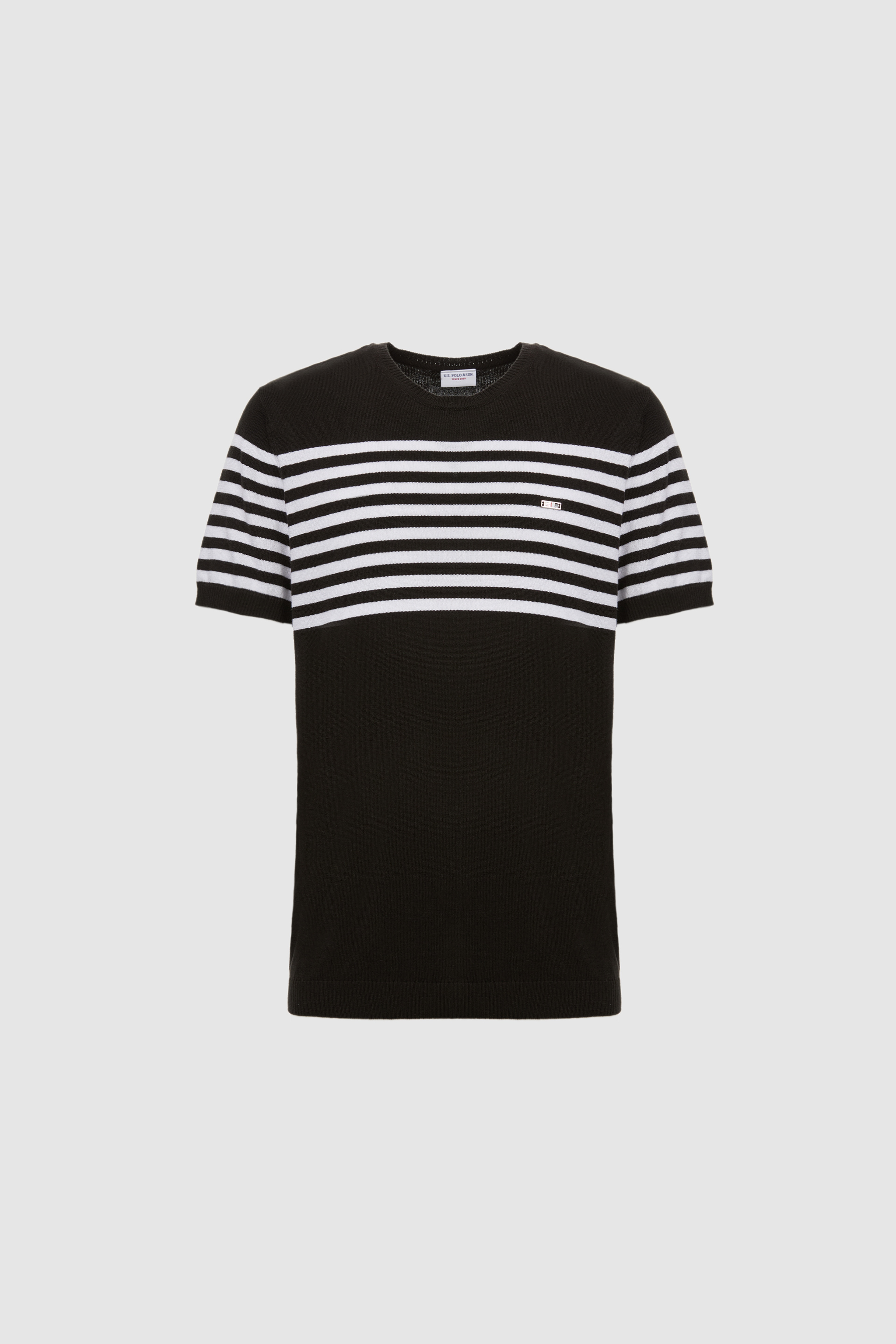 Erkek Slim Fit Bisiklet Yaka Siyah Triko Tişört - Image 7