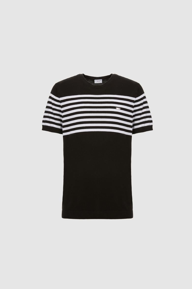 Erkek Slim Fit Bisiklet Yaka Siyah Triko Tişört - 50325115023