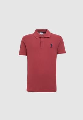 Erkek Slim Fit Polo Yaka Vişne Basic Tişört - 50326920319