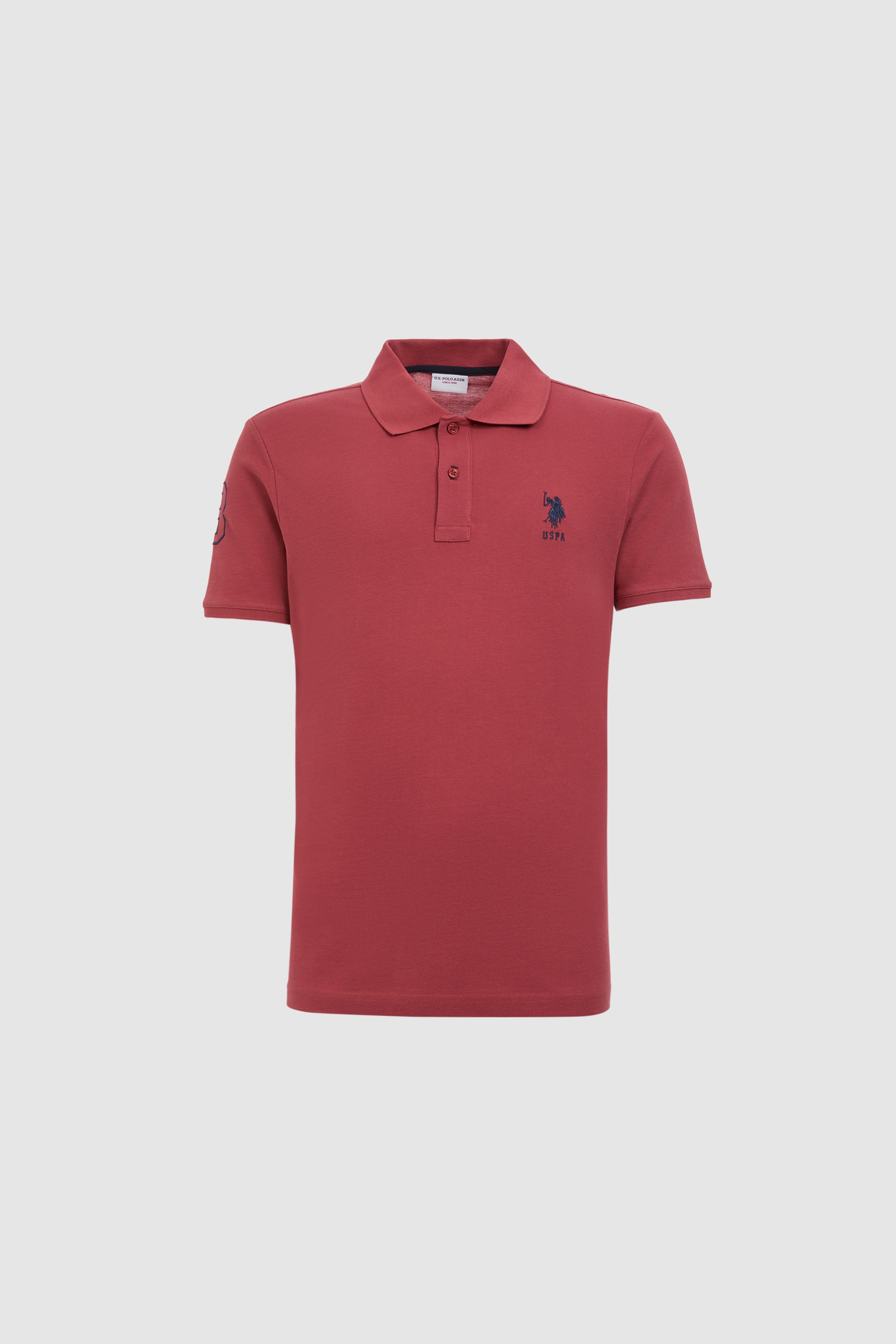 Erkek Slim Fit Polo Yaka Vişne Basic Tişört