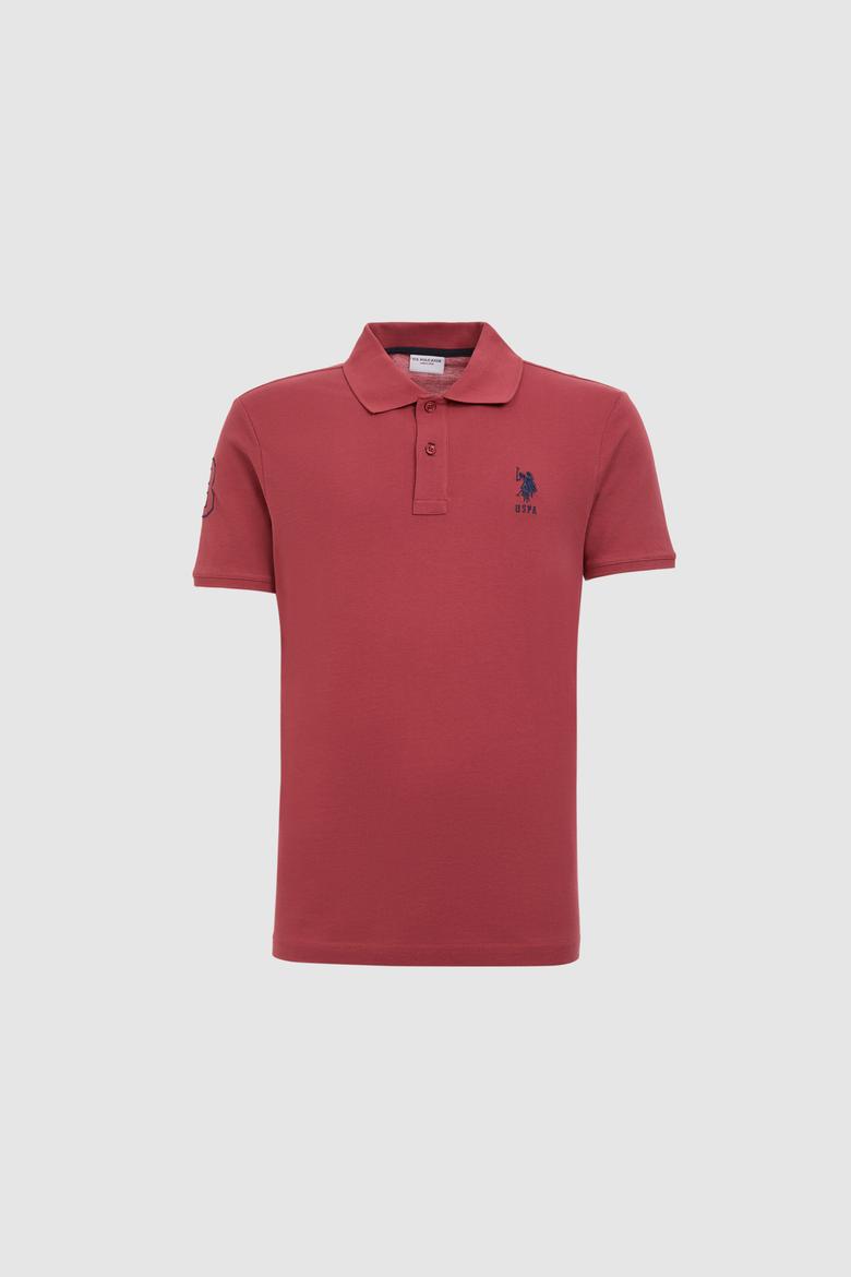 Erkek Slim Fit Polo Yaka Vişne Basic Tişört - 50326920319
