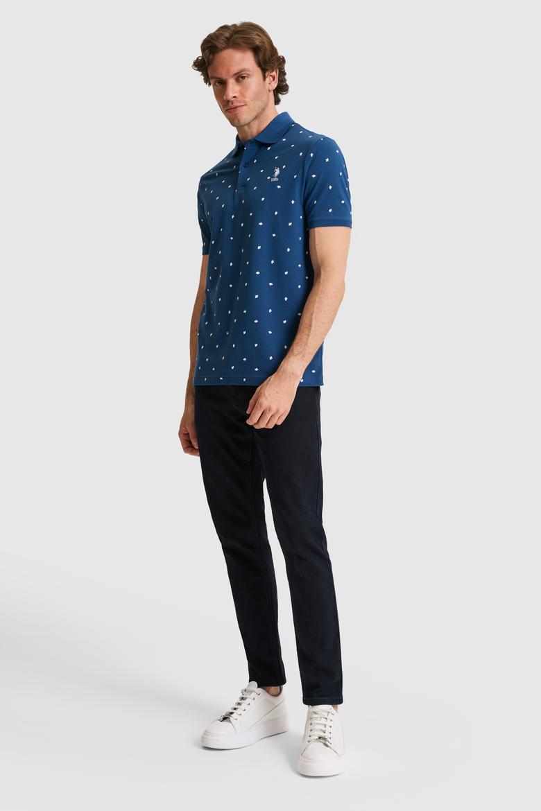 Erkek Regular Fit Polo Yaka Açık Lacivert Tişört - 50327004020