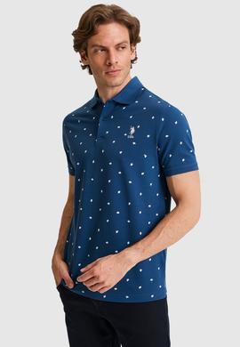 Erkek Regular Fit Polo Yaka Açık Lacivert Tişört - 50327004020