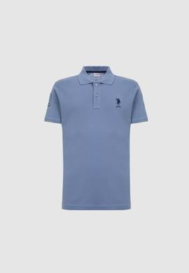 Erkek Slim Fit Polo Yaka İndigo Basic Tişört - 50326920097