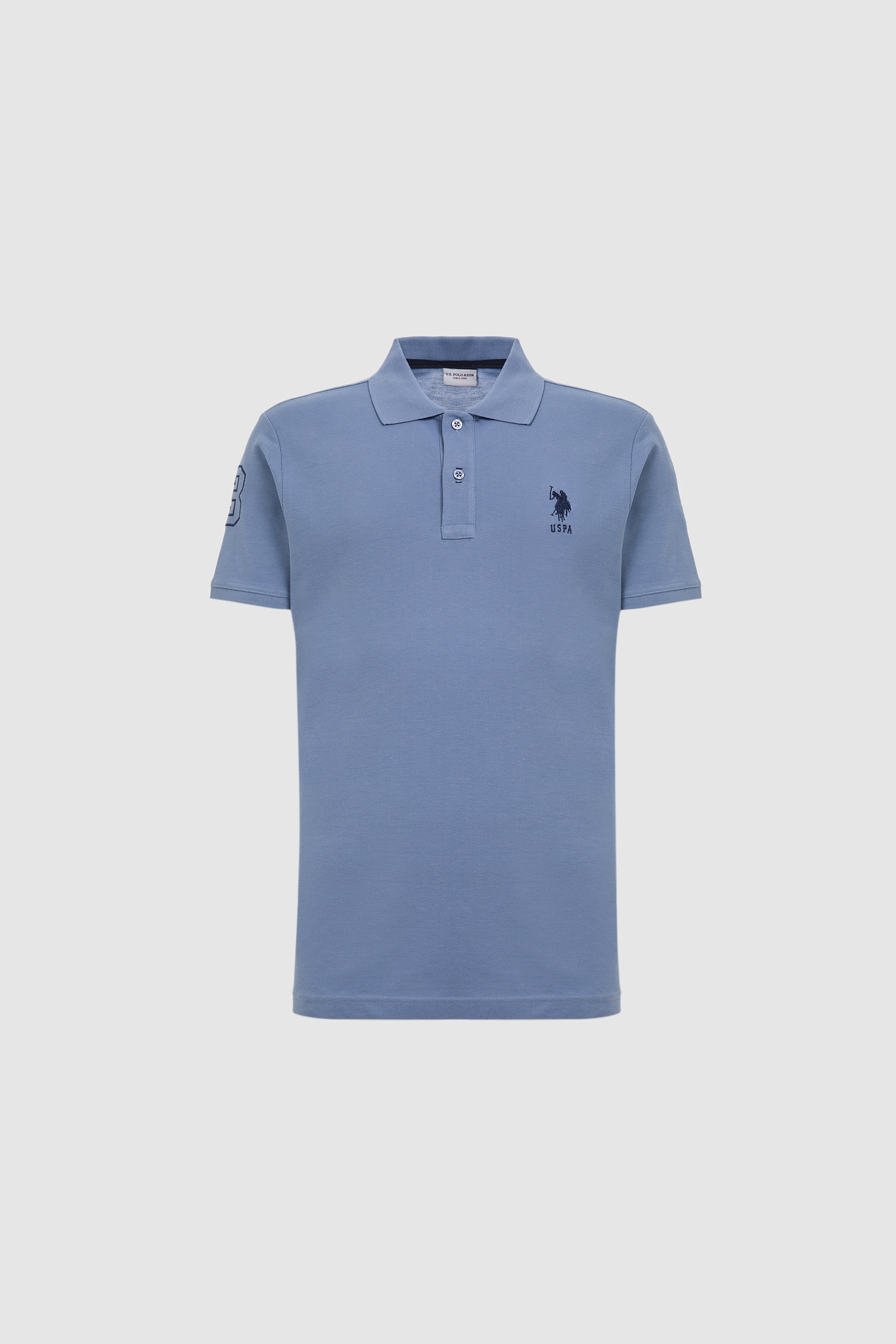 Erkek Slim Fit Polo Yaka İndigo Basic Tişört