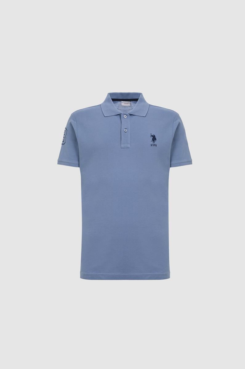 Erkek Slim Fit Polo Yaka İndigo Basic Tişört