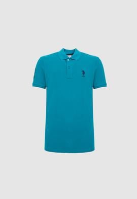 Erkek Slim Fit Polo Yaka Petrol Basic Tişört - 50326920254