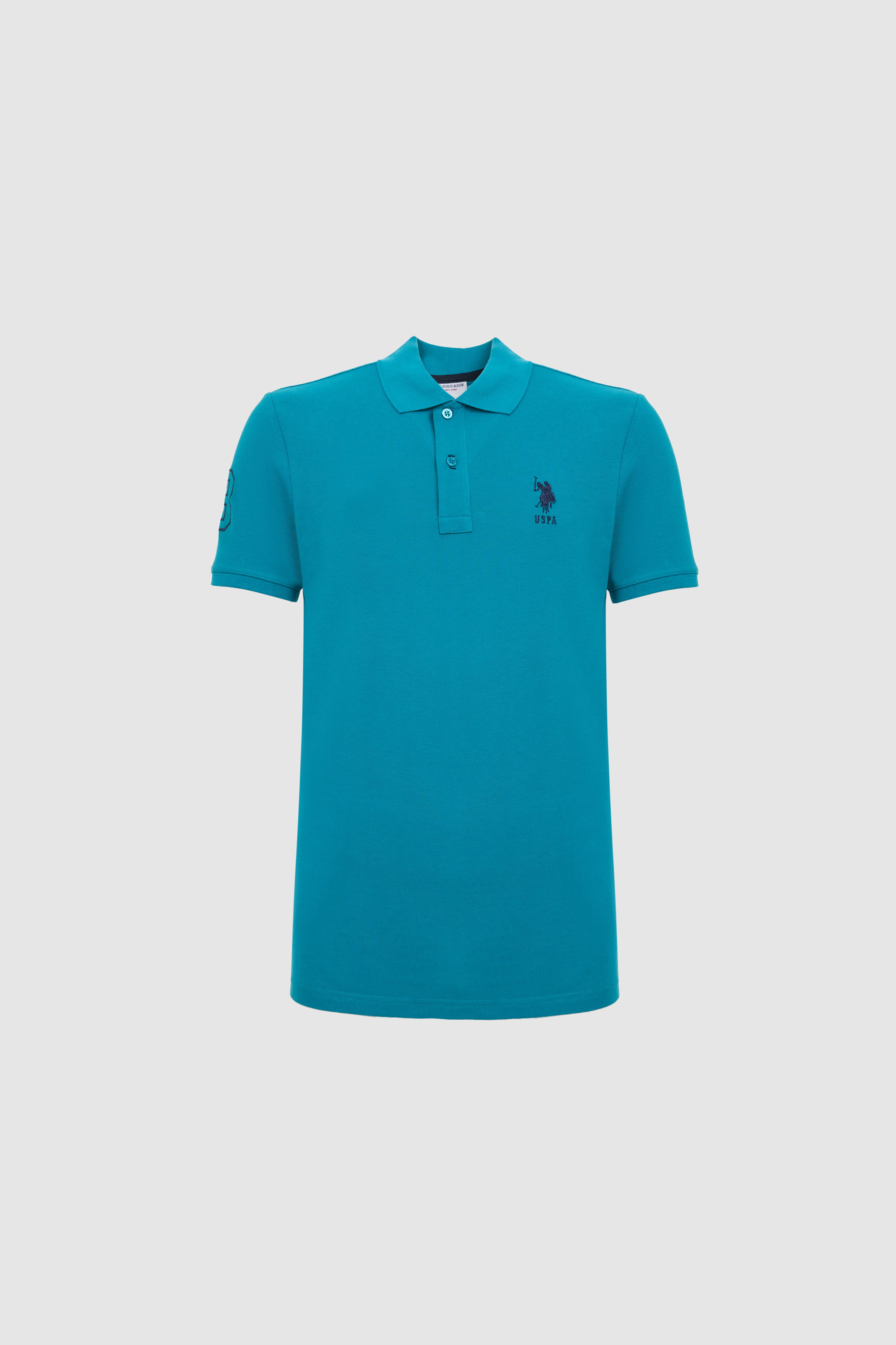 Erkek Slim Fit Polo Yaka Petrol Basic Tişört - Image 7