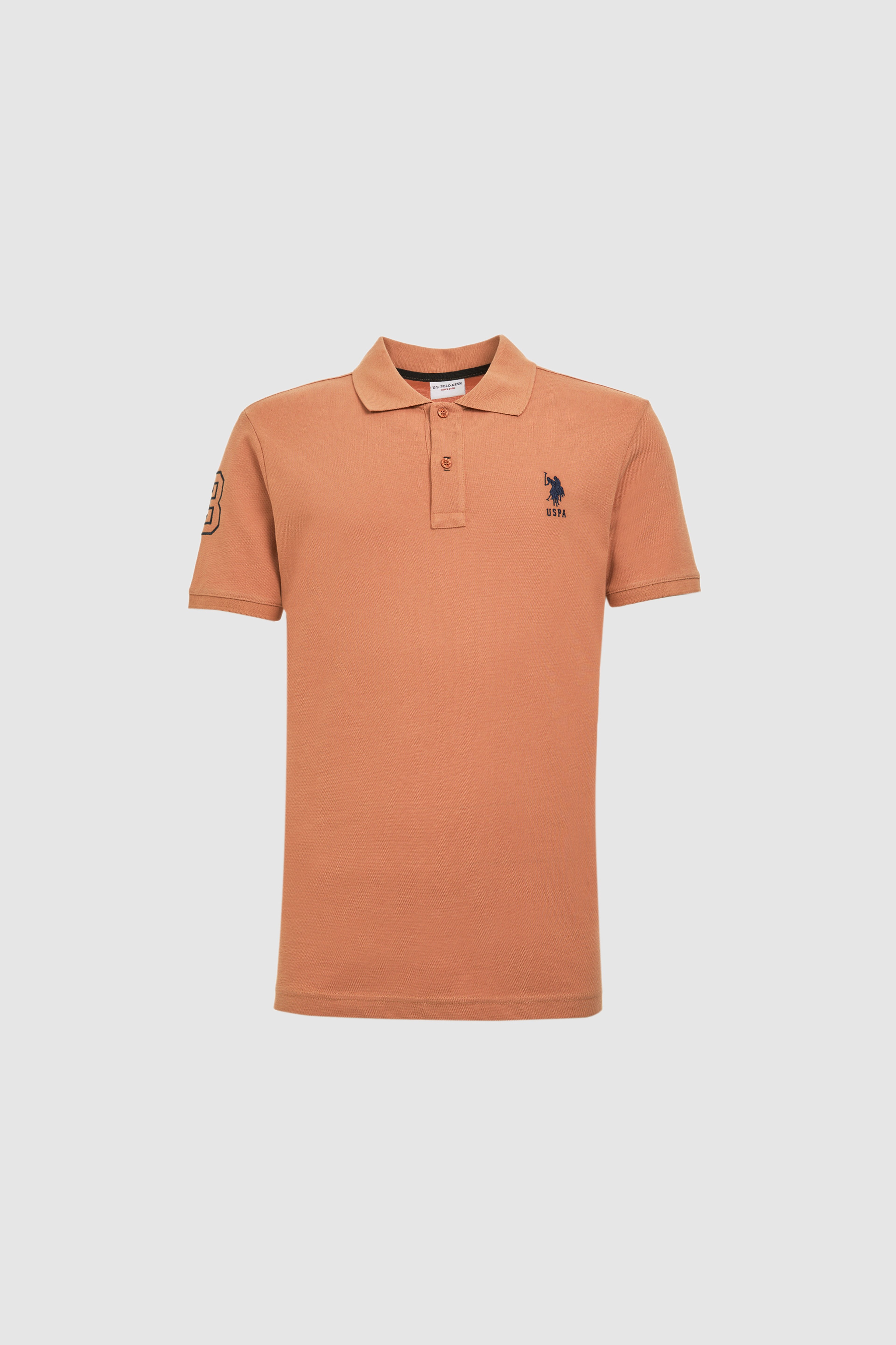 Erkek Slim Fit Polo Yaka Gül Kurusu Basic Tişört