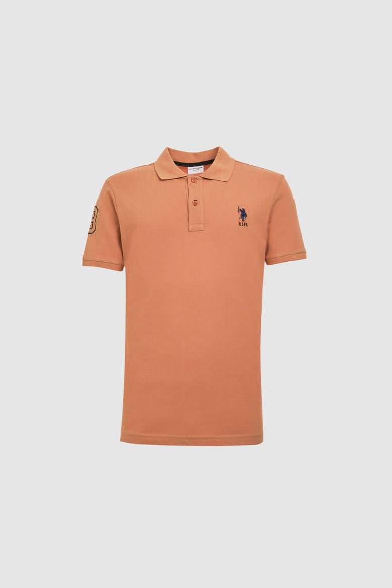 Erkek Slim Fit Polo Yaka Gül Kurusu Basic Tişört - 50326920067