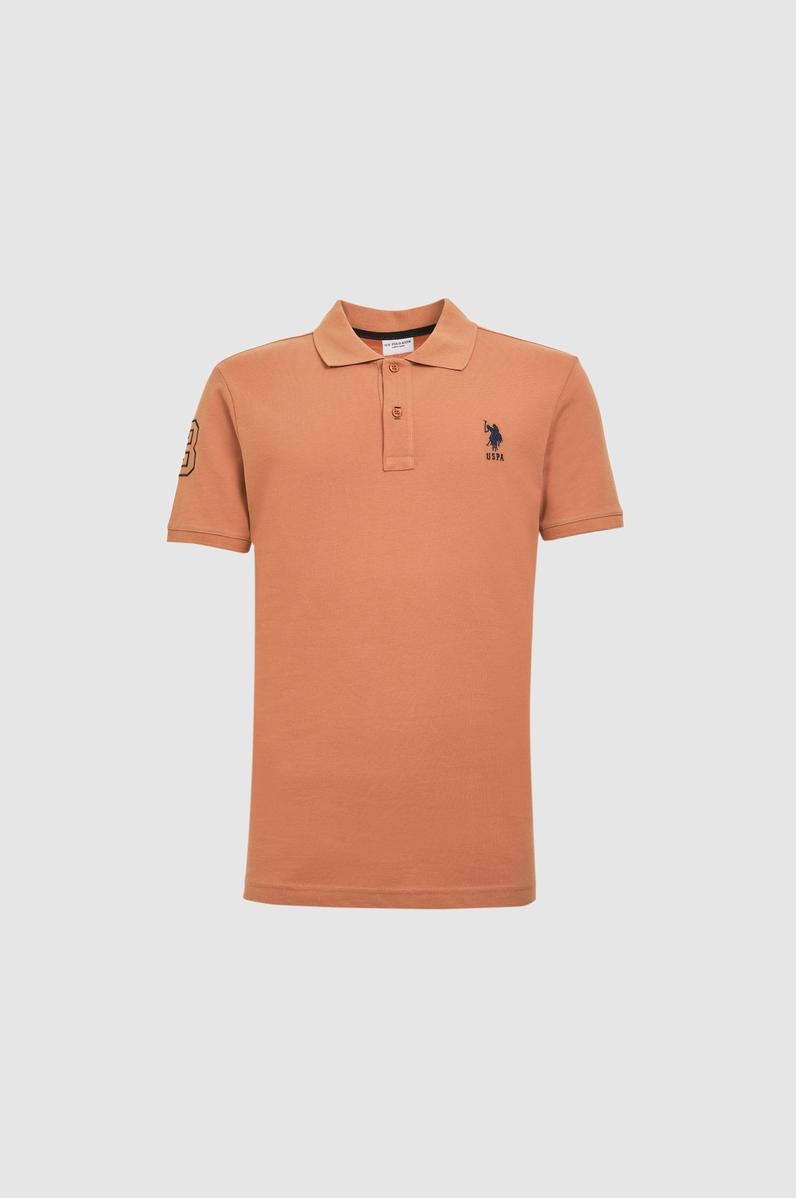 Erkek Slim Fit Polo Yaka Gül Kurusu Basic Tişört