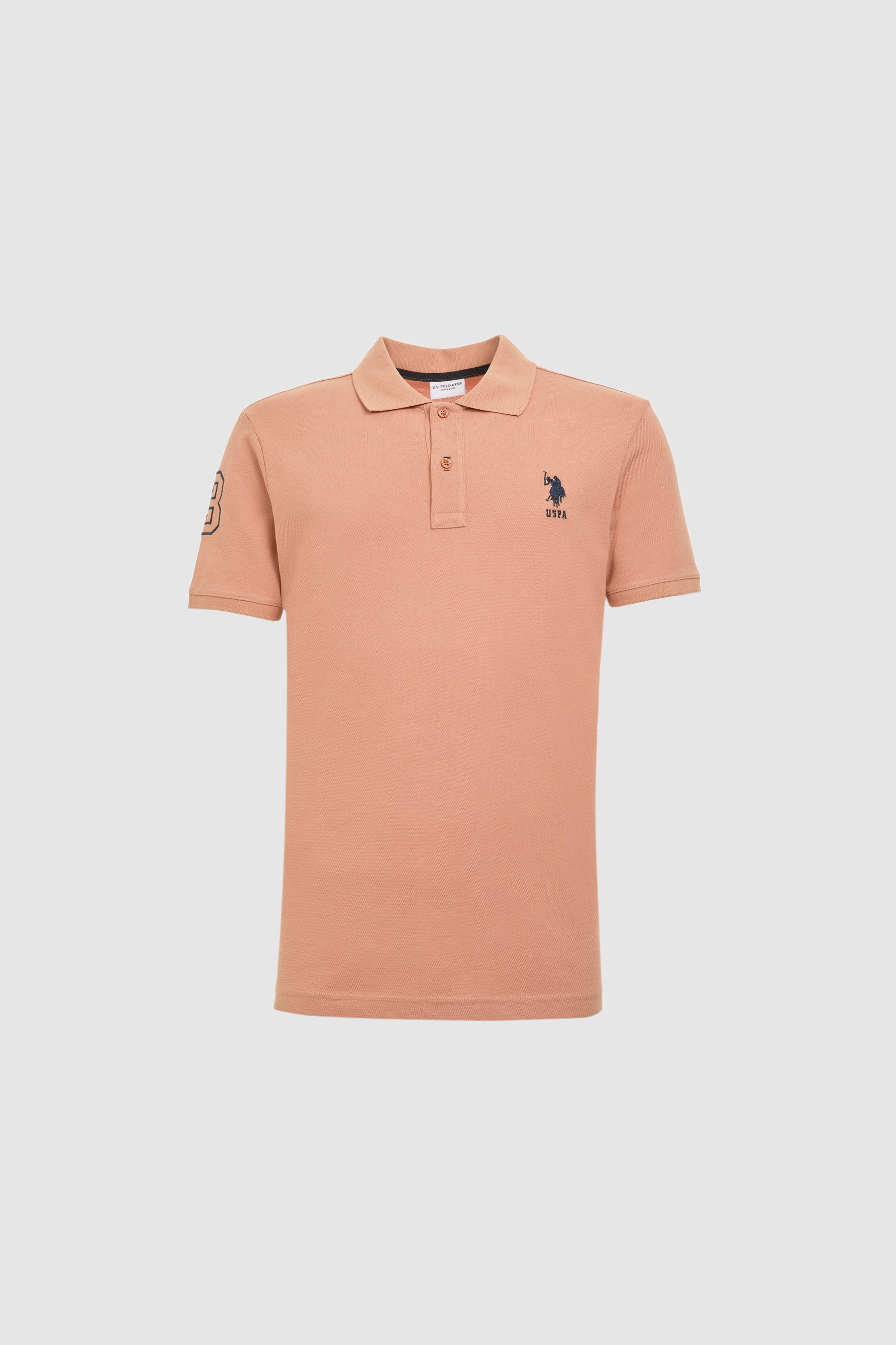 Erkek Slim Fit Polo Yaka Pudra Basic Tişört