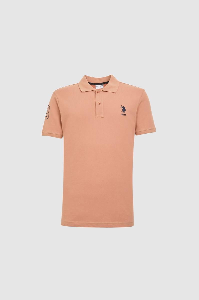 Erkek Slim Fit Polo Yaka Pudra Basic Tişört