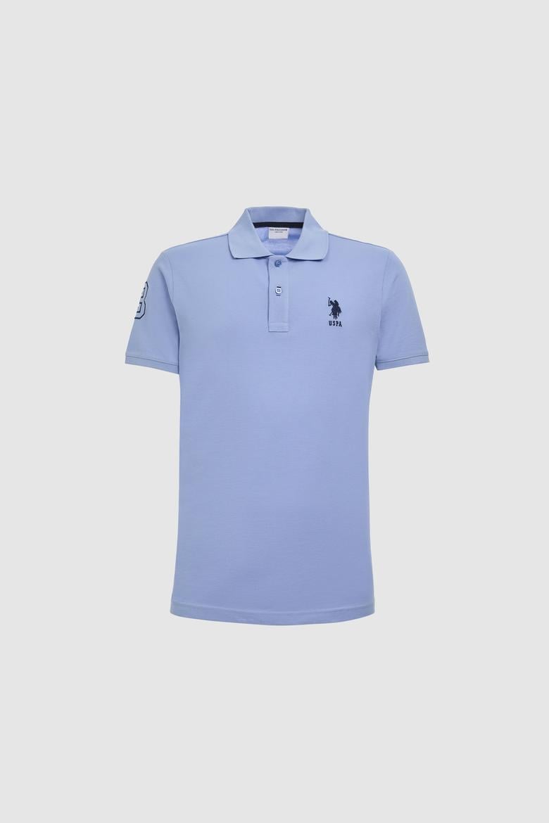Erkek Slim Fit Polo Yaka Mor Basic Tişört - 50326920352