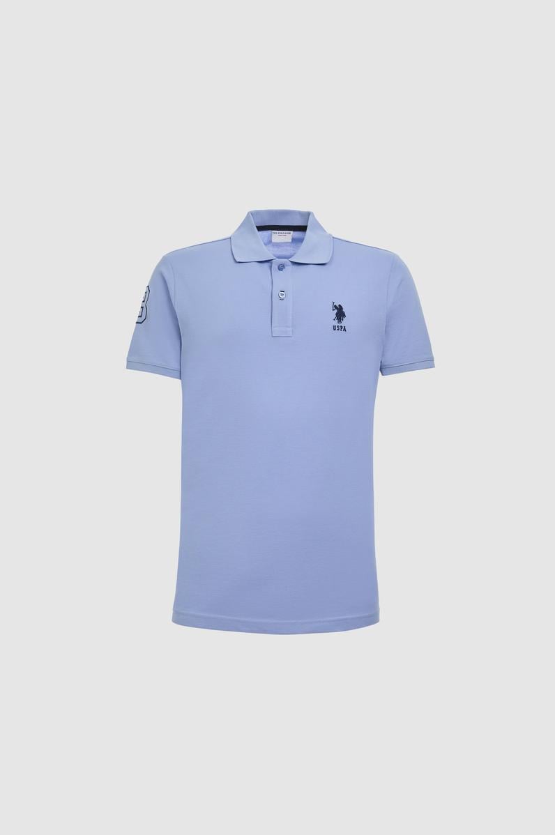 Erkek Slim Fit Polo Yaka Mor Basic Tişört