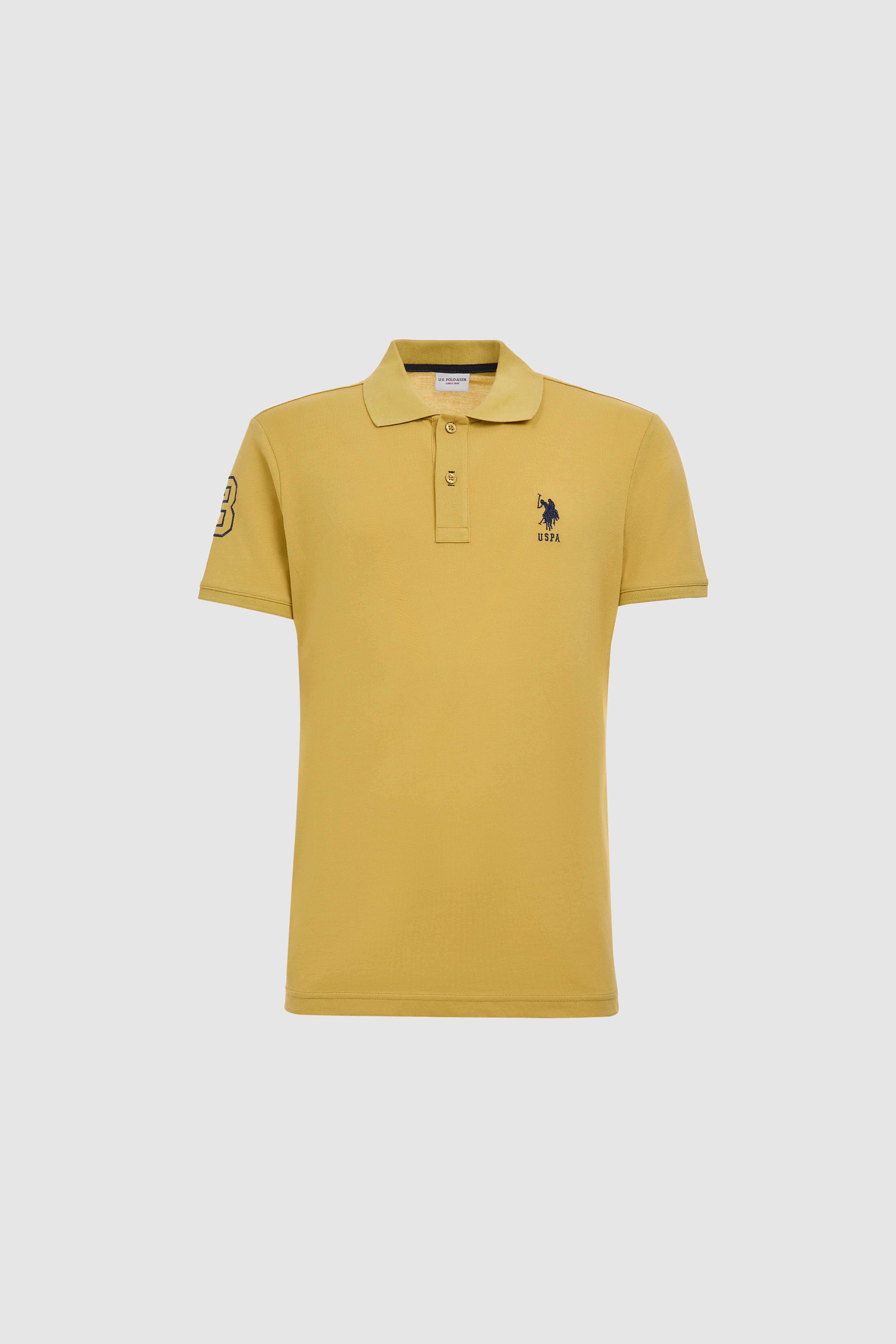 Erkek Slim Fit Polo Yaka Yeşil Basic Tişört