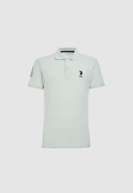 Erkek Slim Fit Polo Yaka Su Yeşili Basic Tişört - 50326920223