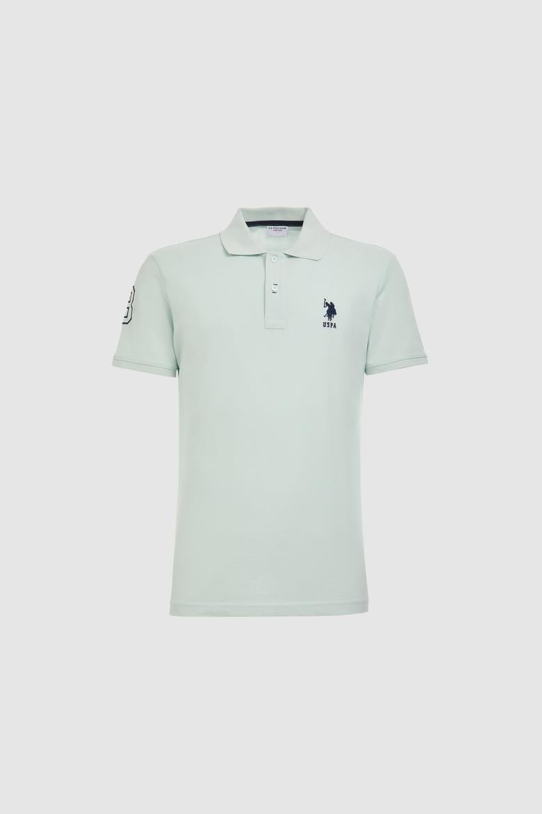 Erkek Slim Fit Polo Yaka Su Yeşili Basic Tişört - 50326920223