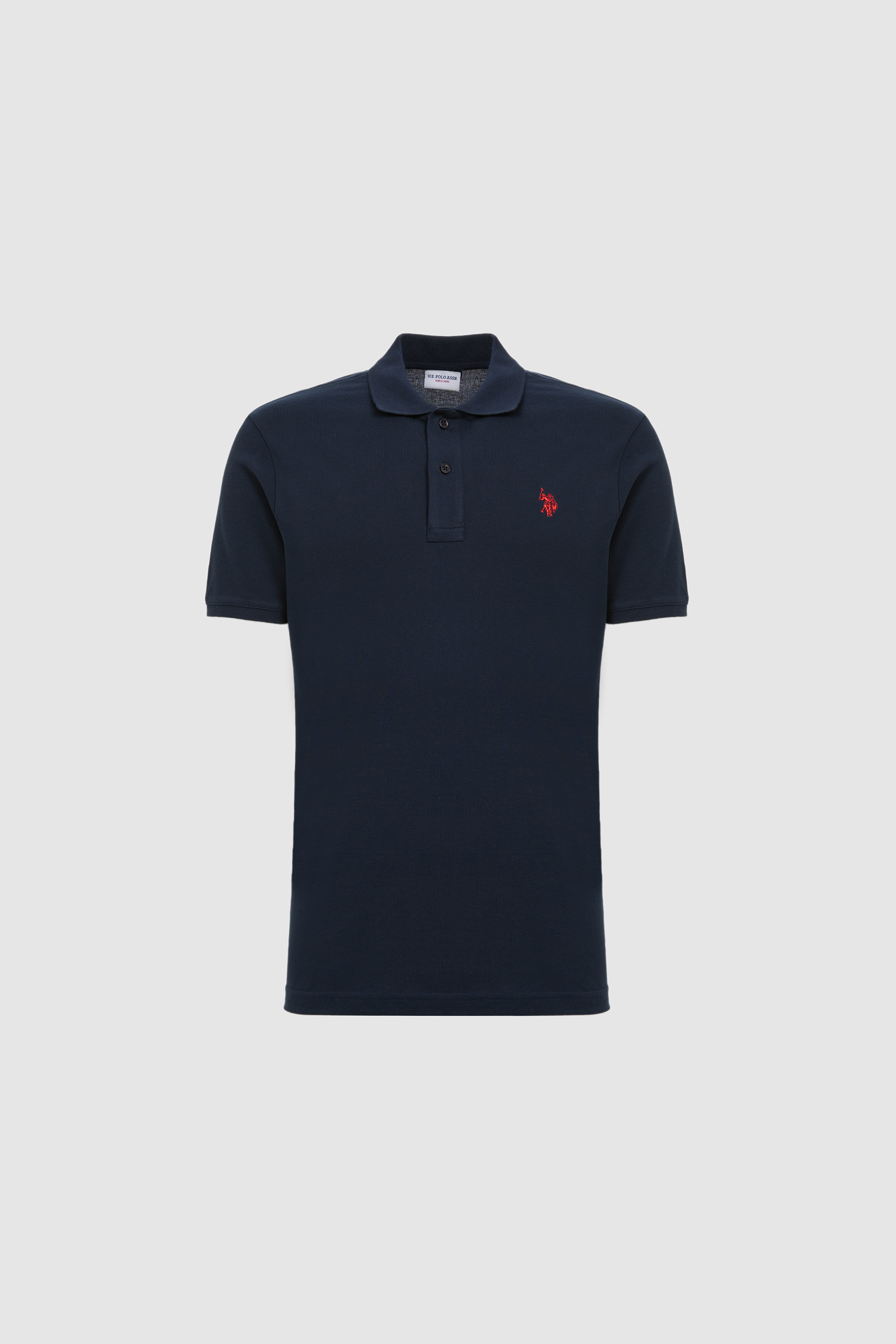 Erkek Slim Fit Polo Yaka Lacivert Basic Tişört - 50322347047