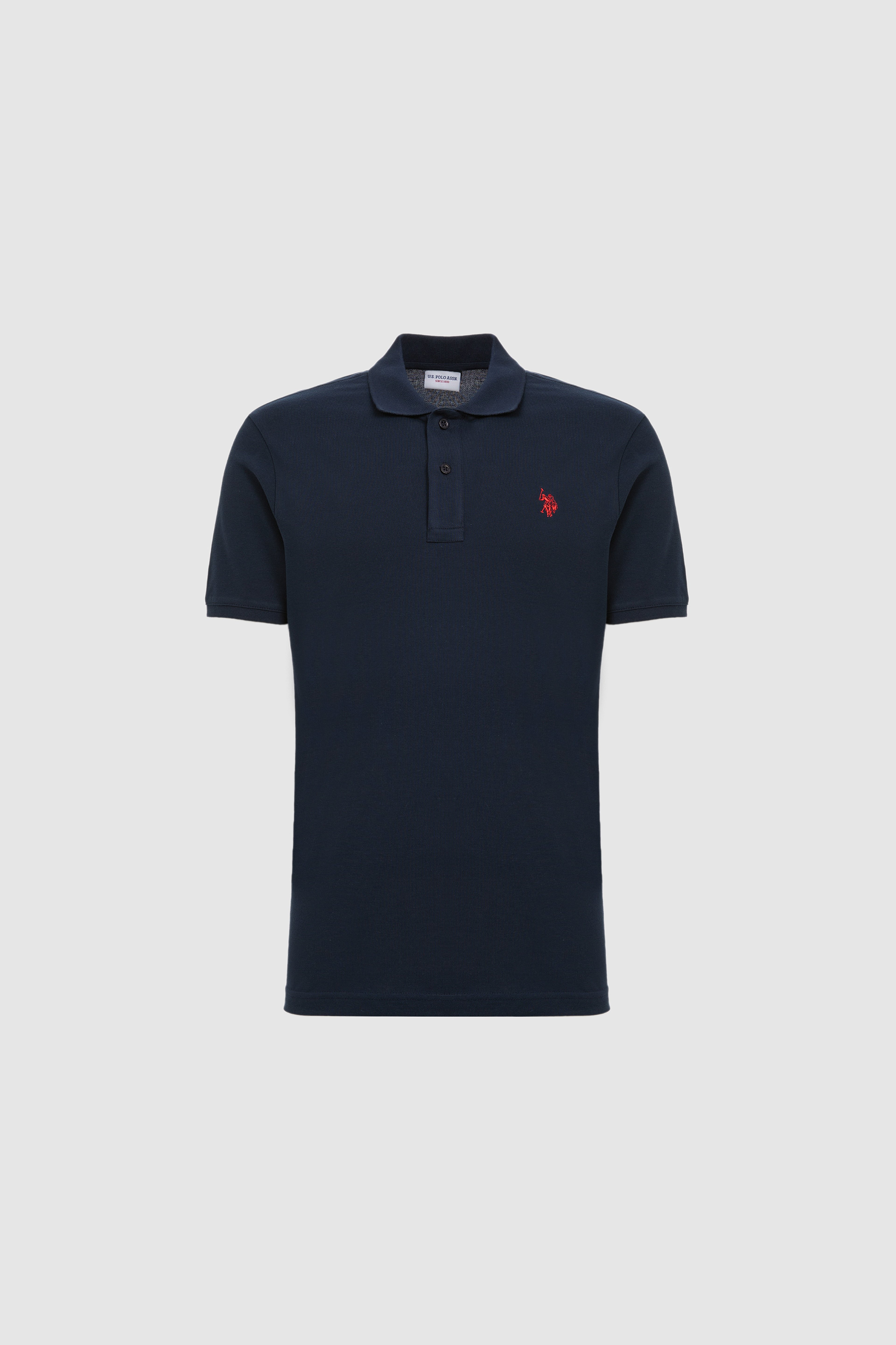 Erkek Slim Fit Polo Yaka Lacivert Basic Tişört