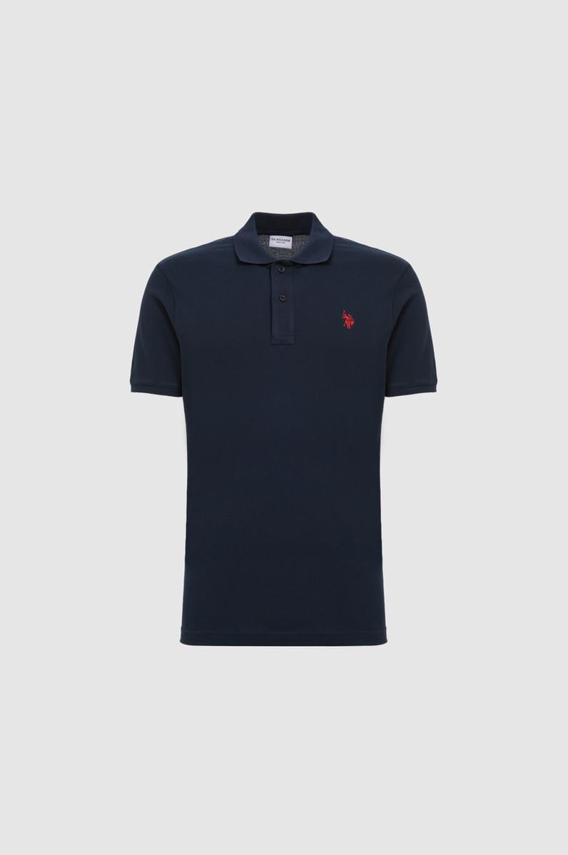 Erkek Slim Fit Polo Yaka Lacivert Basic Tişört