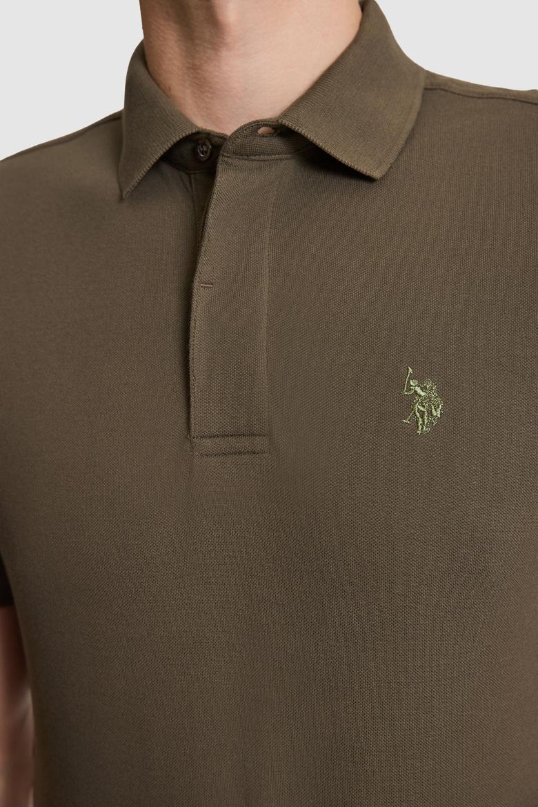 Erkek Koyu Haki Slim Fit Polo Yaka Basic Tişört - 50327003117
