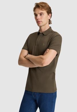 Erkek Koyu Haki Slim Fit Polo Yaka Basic Tişört - 50327003117