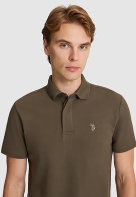 Erkek Koyu Haki Slim Fit Polo Yaka Basic Tişört - 50327003117