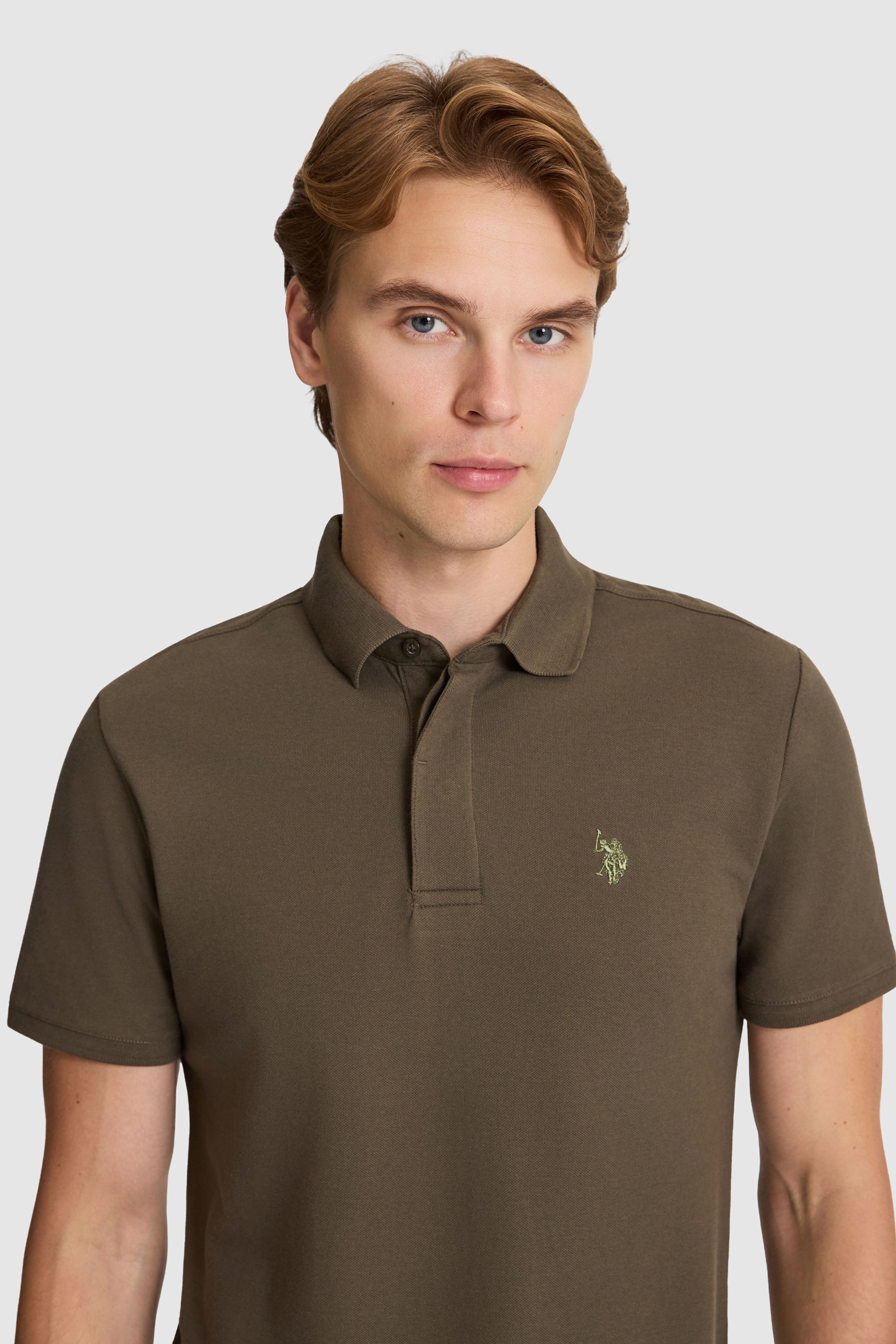 Erkek Koyu Haki Slim Fit Polo Yaka Basic Tişört